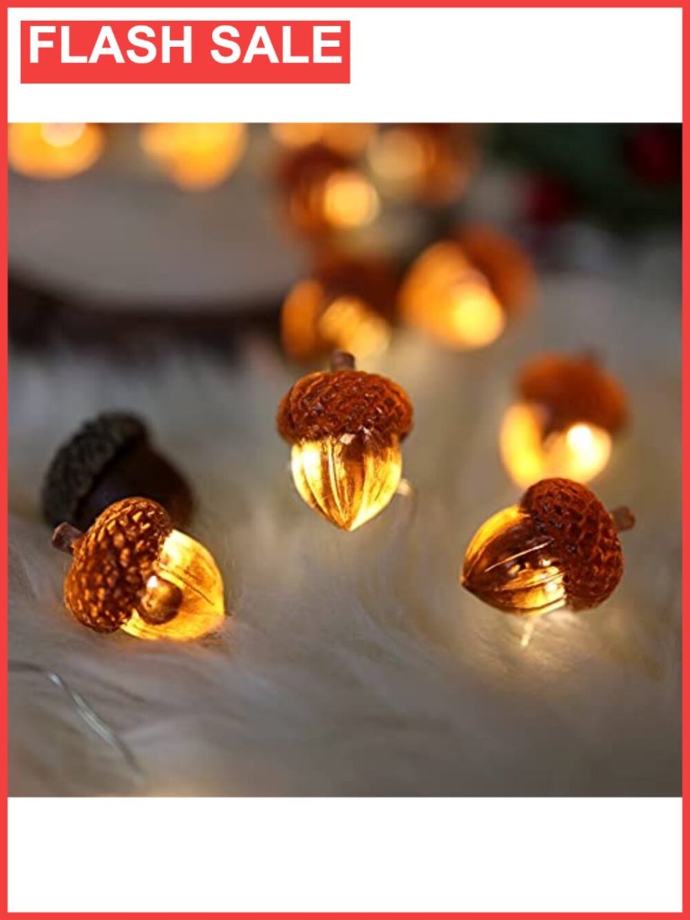 3D Acorn String Lights Fall Thanksgiving Decoration 30 LED 10 ft Battery